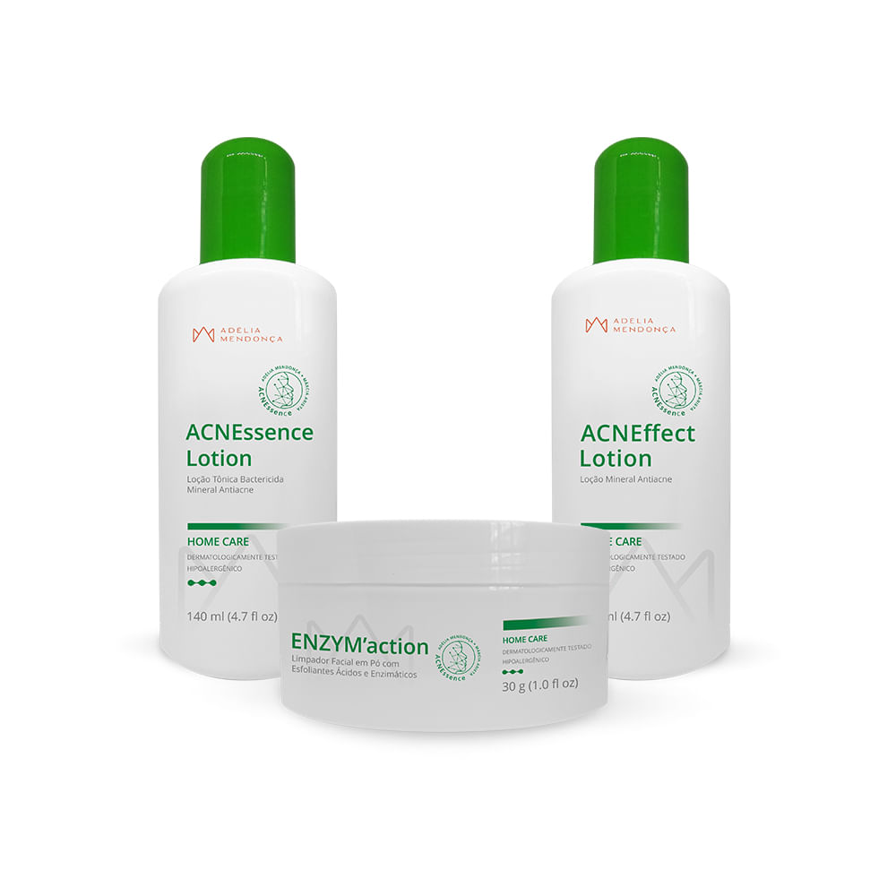 kit com produtos para acne